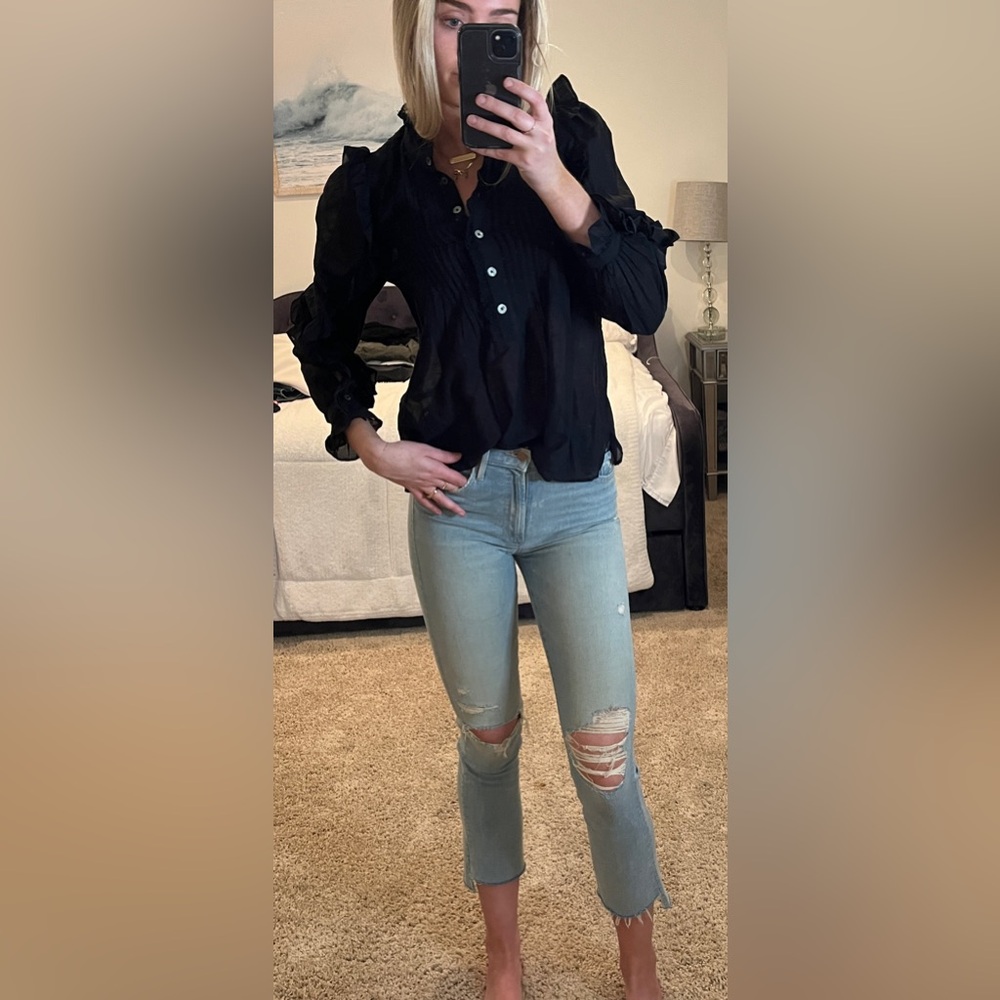MOTHER “The insider crop step fray”. skinny jeans, distressed look.